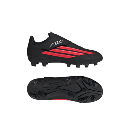 adidas F50 CLUB Velcro Firm Ground / Multi Ground Soccer Boots | Core Black / Lucid Red / Core Black | Kid's