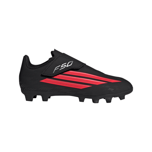 adidas F50 CLUB Velcro Firm Ground / Multi Ground Soccer Boots | Core Black / Lucid Red / Core Black | Kid's