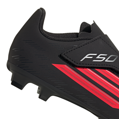 adidas F50 CLUB Velcro Firm Ground / Multi Ground Soccer Boots | Core Black / Lucid Red / Core Black | Kid's