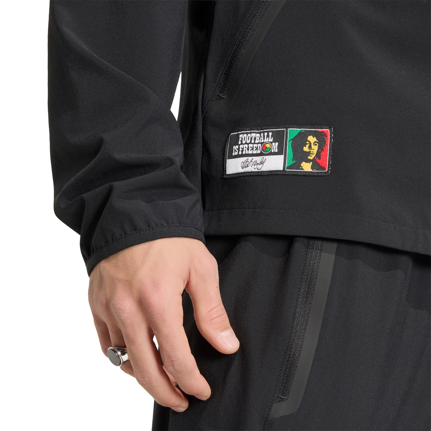 adidas Jamaica x Bob Marley Tiro Travel Full Zip Windbreaker Jacket | Black | Men's