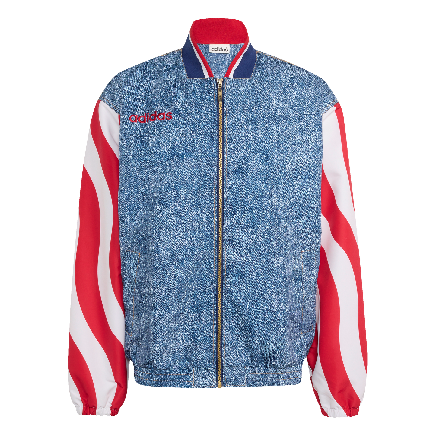 adidas Denim Graphic Track Top | White / Dark Blue | Men's