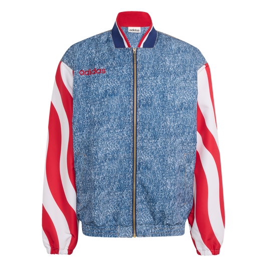 adidas Denim Graphic Track Top | White / Dark Blue | Men's
