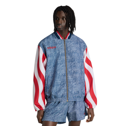 adidas Denim Graphic Track Top | White / Dark Blue | Men's