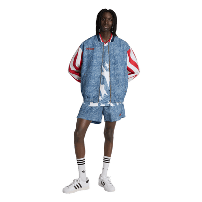 adidas Denim Graphic Track Top | White / Dark Blue | Men's