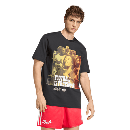 adidas Bob Marley Originals Football is Freedom T-Shirt | Black | Men's