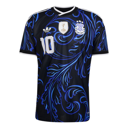 adidas Argentina 26 Away Authentic Messi Jersey | Black/Lucid Blue | Men's