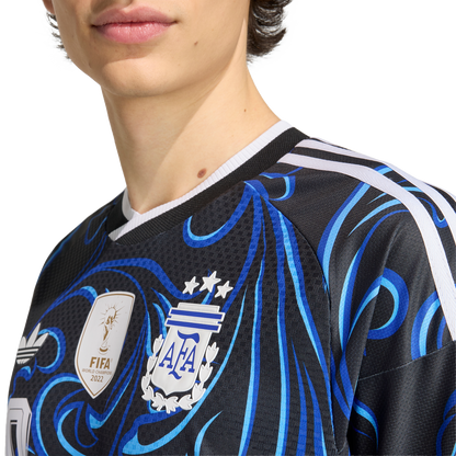 adidas Argentina 26 Away Authentic Messi Jersey | Black/Lucid Blue | Men's