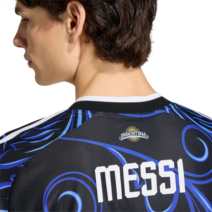 adidas Argentina 26 Away Authentic Messi Jersey | Black/Lucid Blue | Men's