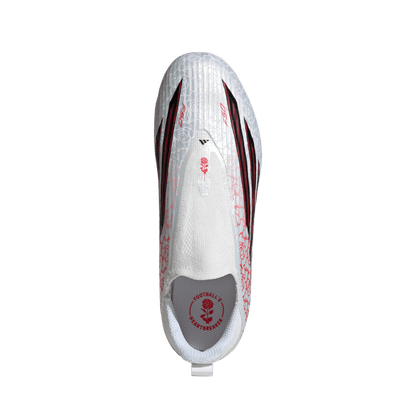 adidas F50 LEAGUE LAMINE YAMAL Laceless Firm Ground Soccer Cleats | Cloud White / Core Black / Lucid Red | Kid's