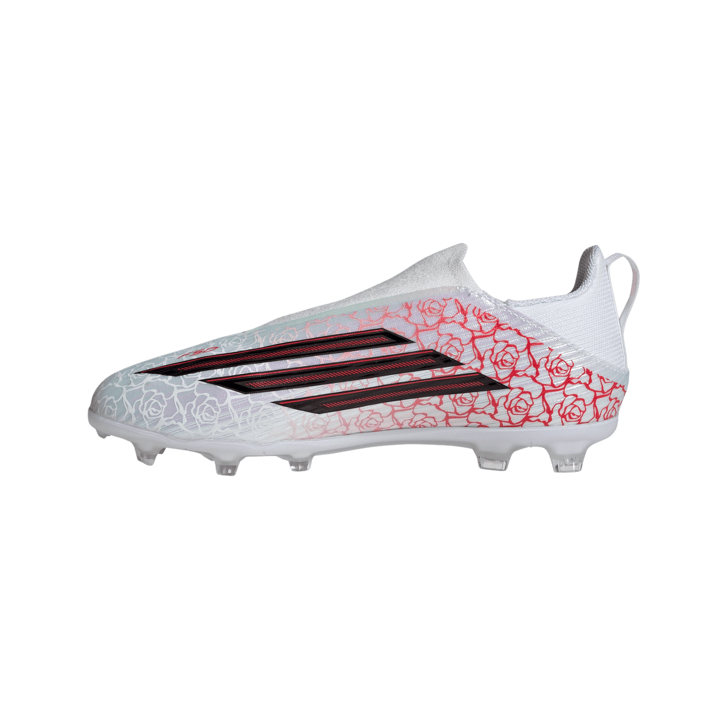adidas F50 LEAGUE LAMINE YAMAL Laceless Firm Ground Soccer Cleats | Cloud White / Core Black / Lucid Red | Kid's