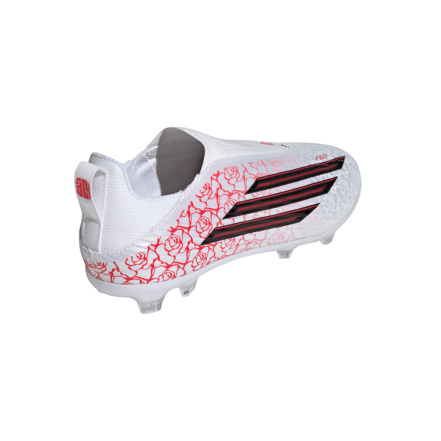 adidas F50 LEAGUE LAMINE YAMAL Laceless Firm Ground Soccer Cleats | Cloud White / Core Black / Lucid Red | Kid's