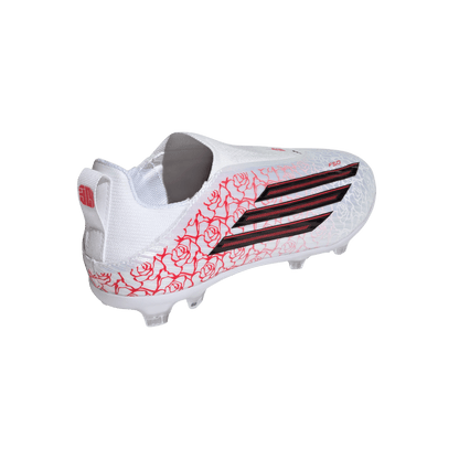 adidas F50 LEAGUE LAMINE YAMAL Laceless Firm Ground Soccer Cleats | Cloud White / Core Black / Lucid Red | Kid's