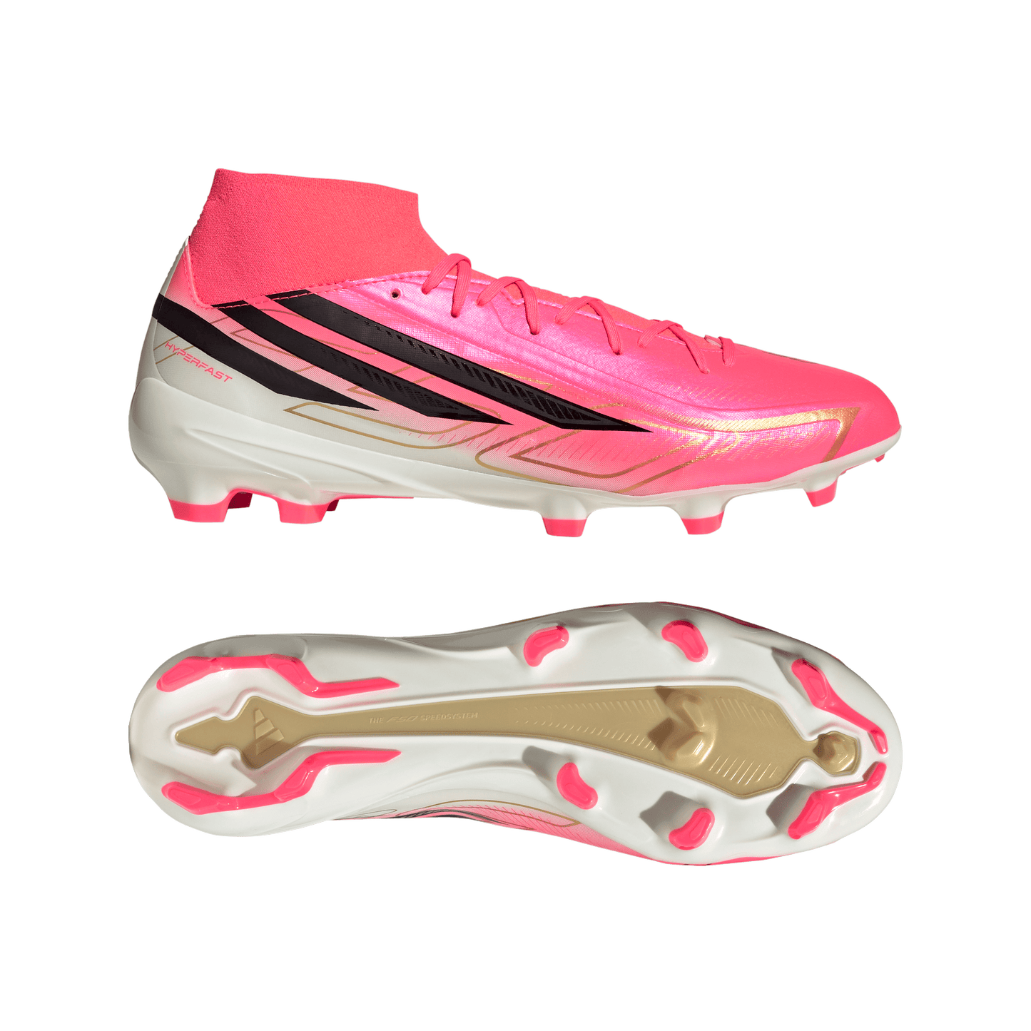 adidas F50 League Mid-Cut Firm/Multi-Ground Cleats | Solar Turbo / Core Black / Gold Metallic | Men's