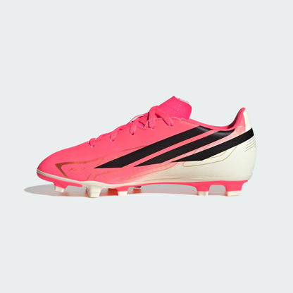 adidas F50 Hyperfast Club FG/MG Soccer Cleats | Solar Turbo / Core Black / Gold Metallic | Kid's