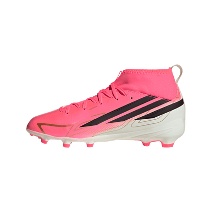 adidas F50 Hyperfast League Mid-Cut FG/MG Soccer Cleats | Solar Turbo / Core Black / Gold Metallic | Kid's
