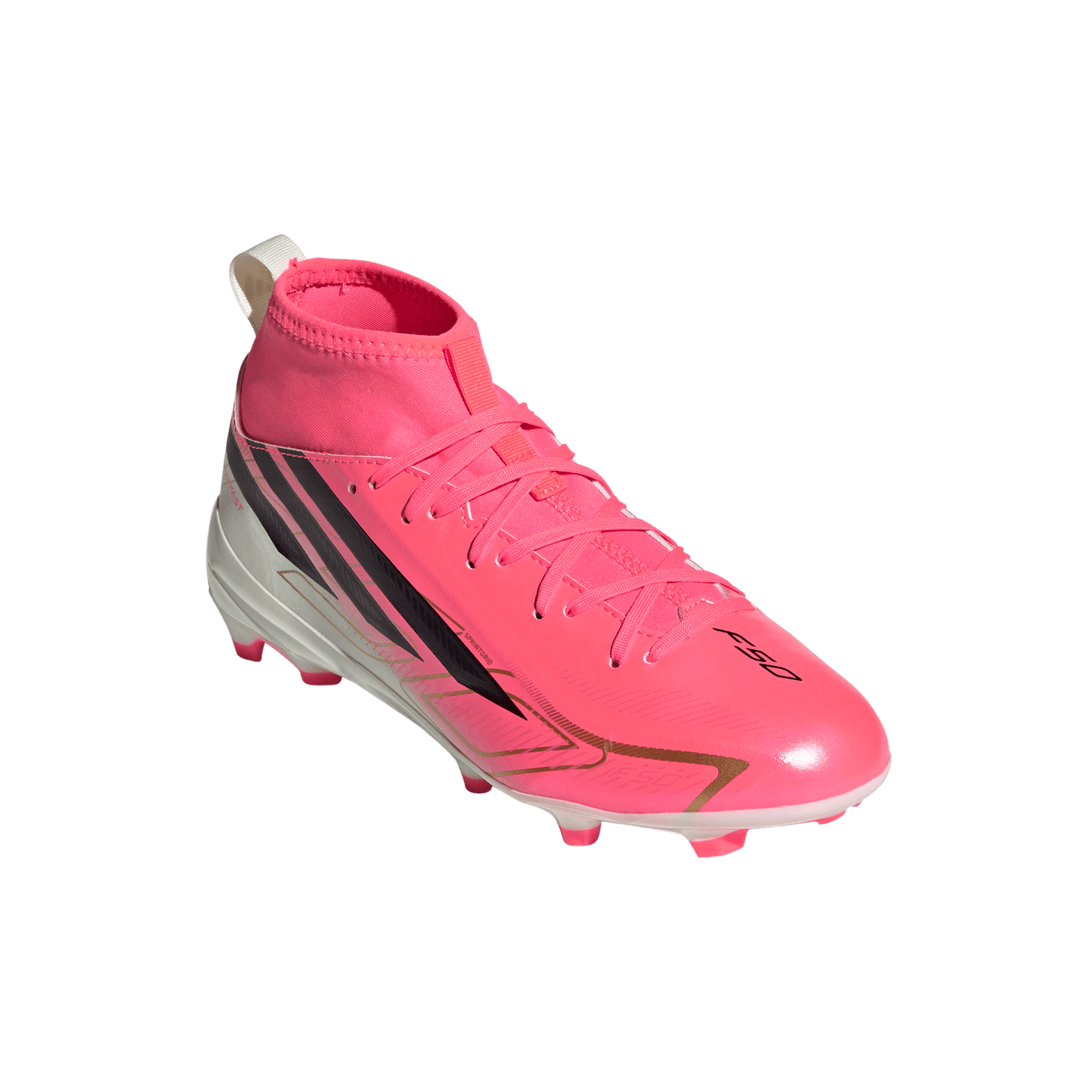 adidas F50 Hyperfast League Mid-Cut FG/MG Soccer Cleats | Solar Turbo / Core Black / Gold Metallic | Kid's
