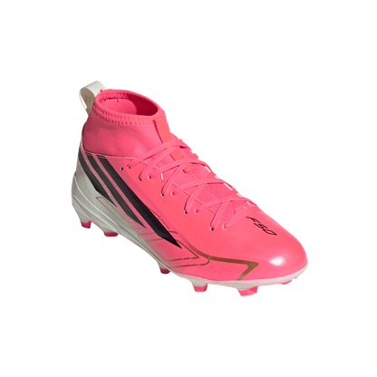 adidas F50 Hyperfast League Mid-Cut FG/MG Soccer Cleats | Solar Turbo / Core Black / Gold Metallic | Kid's