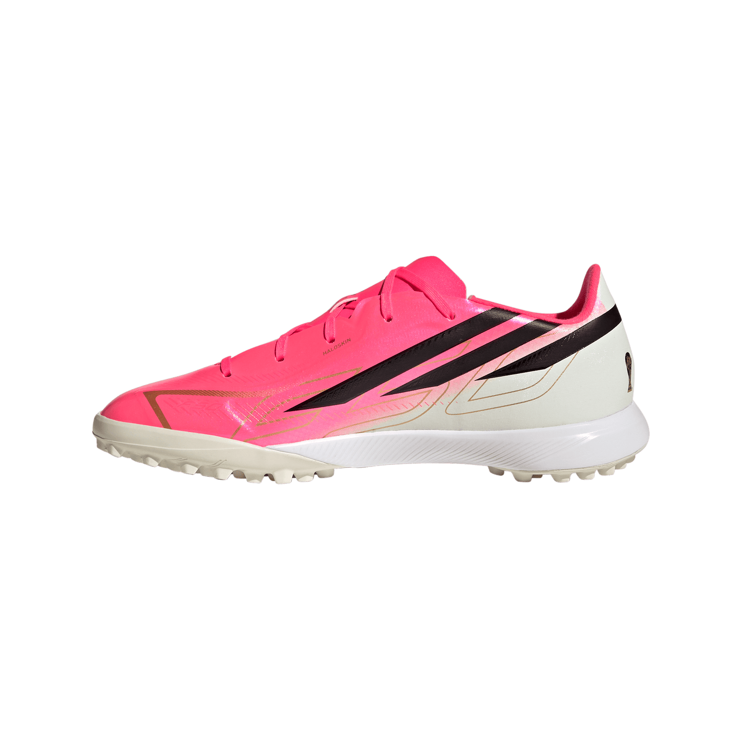 adidas F50 Hyperfast League Turf Soccer Shoes | Solar Turbo / Core Black / Gold Metallic | Kid's
