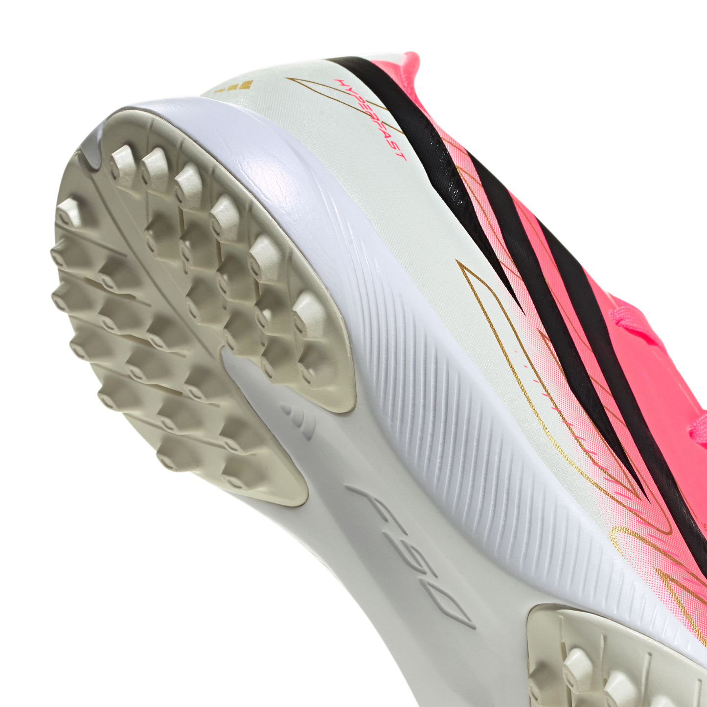 adidas F50 Hyperfast League Turf Soccer Shoes | Solar Turbo / Core Black / Gold Metallic | Kid's