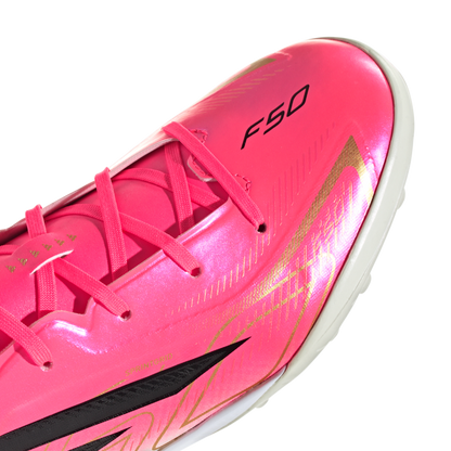 adidas F50 Hyperfast League Turf Soccer Shoes | Solar Turbo / Core Black / Gold Metallic | Kid's
