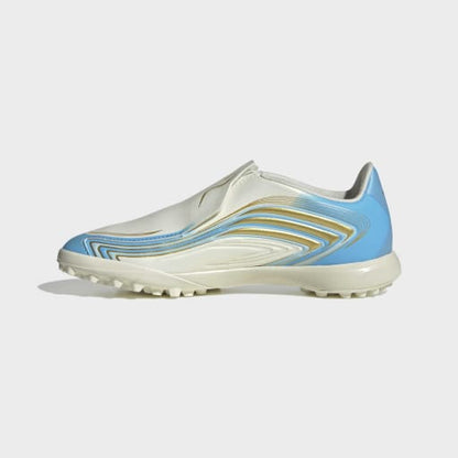 adidas F50 MESSI LEAGUE Laceless Turf Football Boots| Ivory / Ice Blue | Kid's