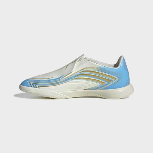 adidas F50 MESSI LEAGUE Laceless Indoor Football Boots| Ivory / Ice Blue | Kid's
