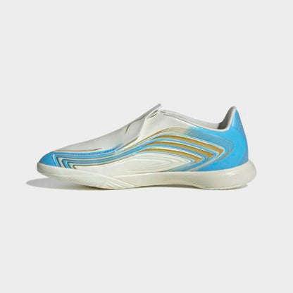 adidas F50 MESSI LEAGUE Laceless Indoor Football Boots| Ivory / Ice Blue | Kid's