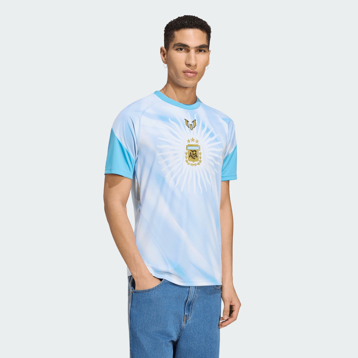 adidas Argentina Messi Pre Match Jersey | Light Blue | Men's