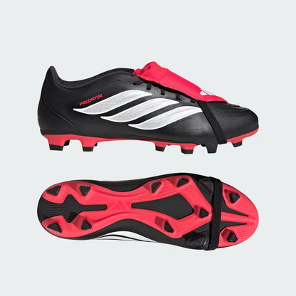 adidas Predator Club Fold-Over Tongue FG Soccer Cleats | Core Black / Cloud White / Lucid Red | Men's