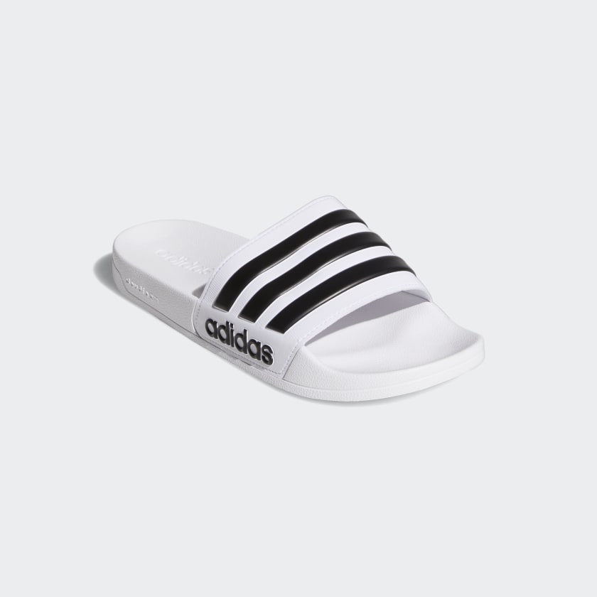 adidas ADILETTE SHOWER Rubber Slides | White-Black | Men's