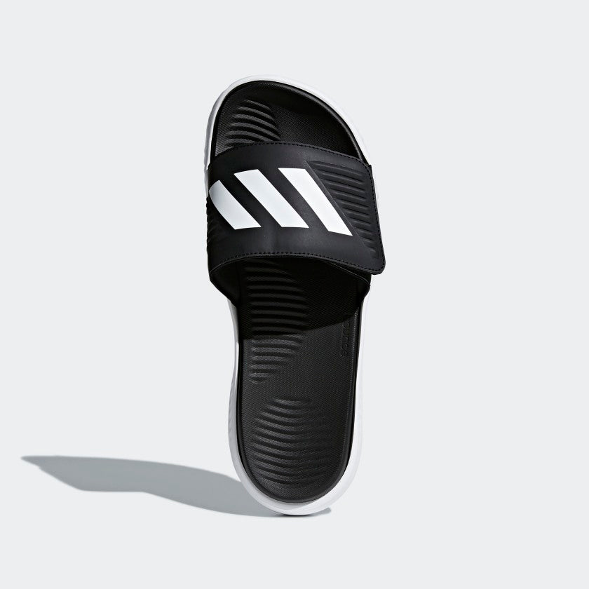 adidas ALPHABOUNCE Adjustable Basketball Slides | Black-White | Men's
