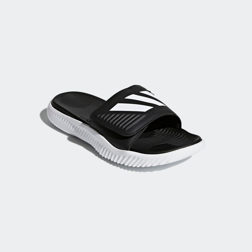 adidas ALPHABOUNCE Adjustable Basketball Slides | Black-White | Men's