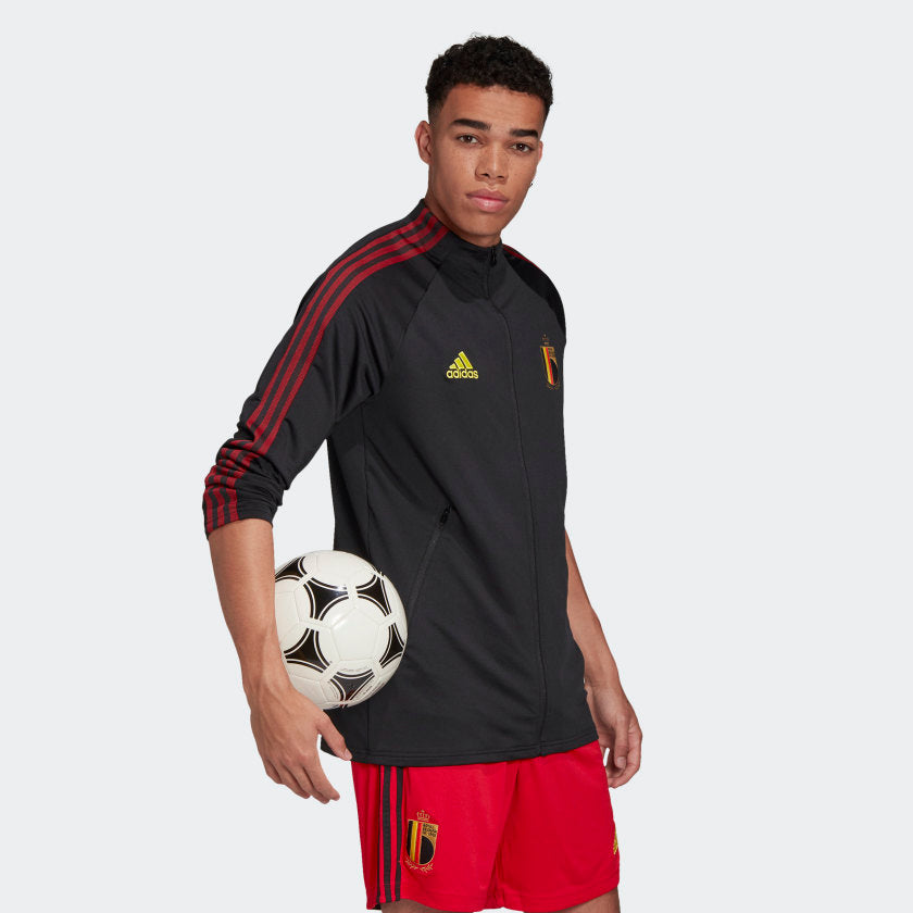 Minst ik zal sterk zijn Verbetering adidas BELGIUM ANTHEM Soccer Track Jacket | Black-Red | Men's | stripe 3  adidas