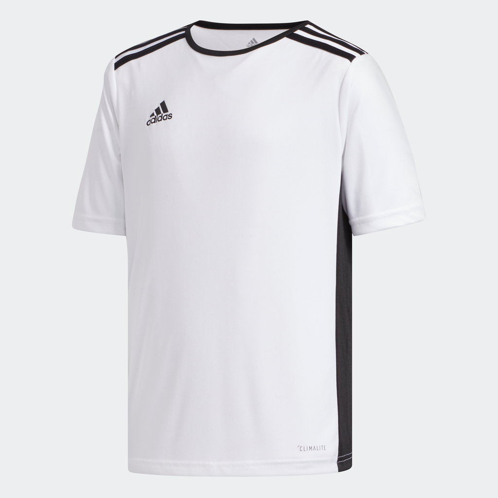 Editie Mediaan Bereid adidas ENTRADA 18 Soccer Jersey | White-Black | Youth | stripe 3 adidas