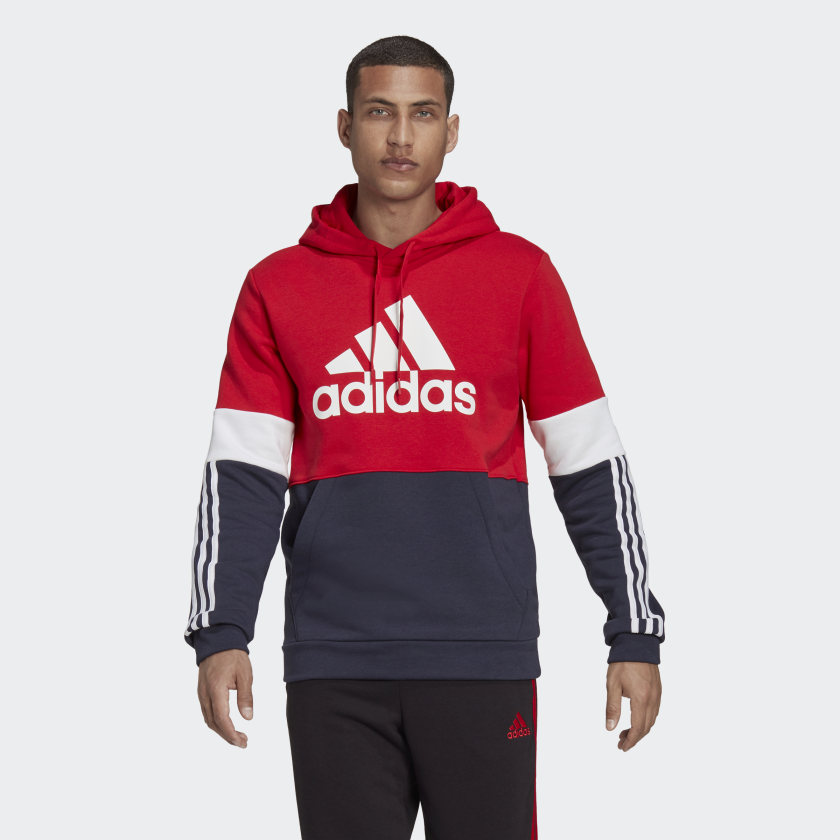 Hooded ESSENTIALS | adidas Sweatshirt 3 Red-White-Blue FLEECE stripe – adidas COLORBLOCK