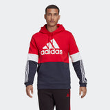 adidas ESSENTIALS FLEECE COLORBLOCK Hooded Sweatshirt | Red-White-Blue | Men's