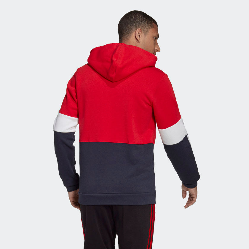 adidas ESSENTIALS FLEECE stripe 3 adidas | Red-White-Blue COLORBLOCK Hooded Sweatshirt –