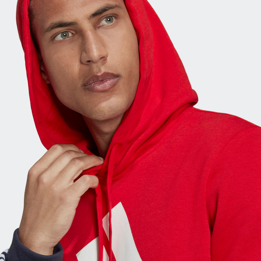 – COLORBLOCK | 3 adidas Sweatshirt Hooded Red-White-Blue stripe adidas ESSENTIALS FLEECE