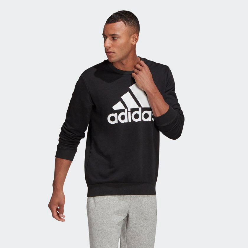 Men\'s adidas | Big ESSENTIALS adidas Sweatshirt Black TERRY 3 Logo – FRENCH | stripe