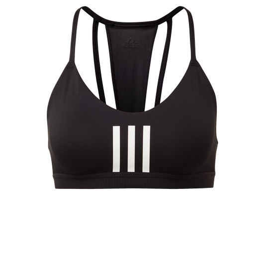 adidas Training 3 Stripe low-support sports bra in black