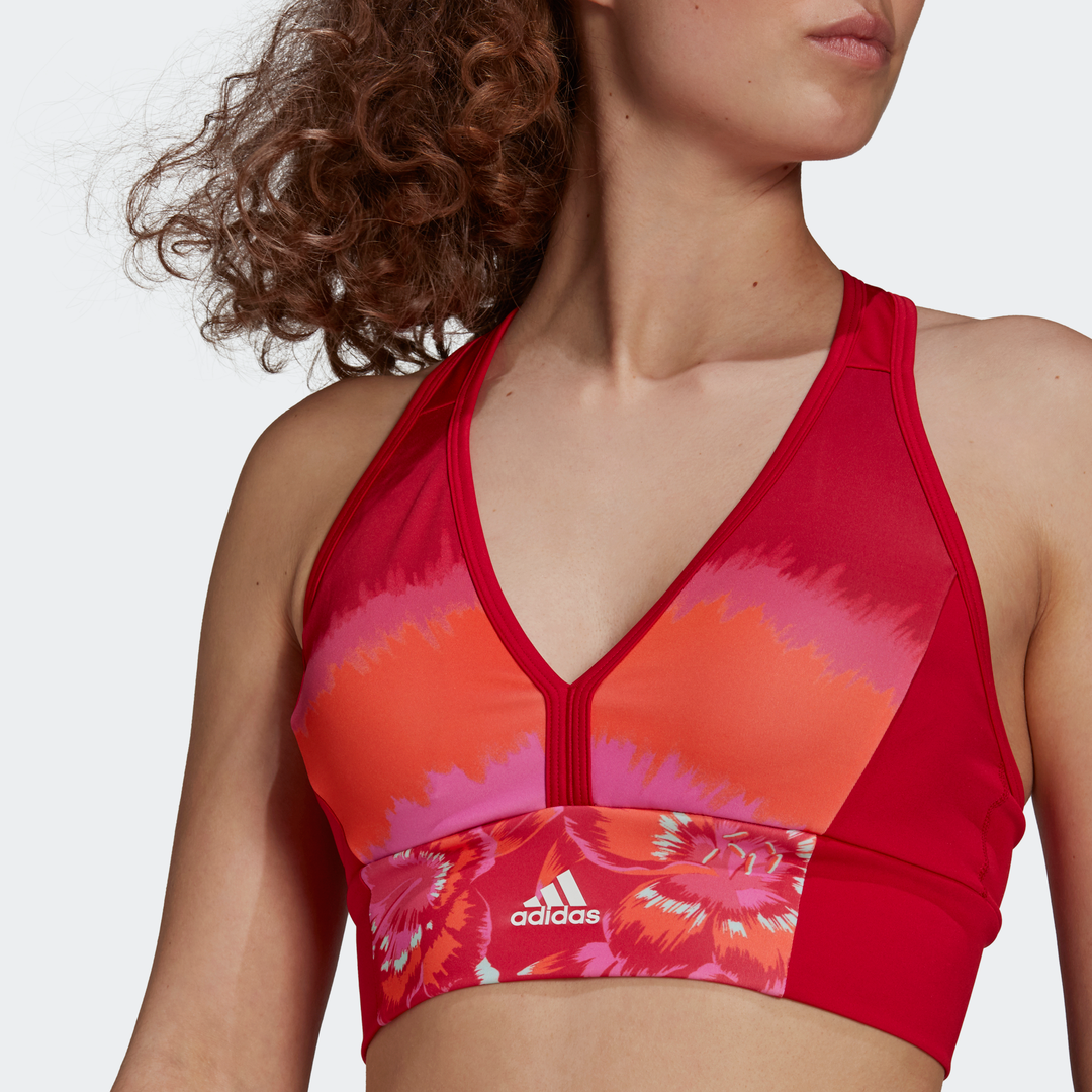 Adidas Farm Rio AEROREADY Print Padded Bra Top Red M Womens Training Sports Bras
