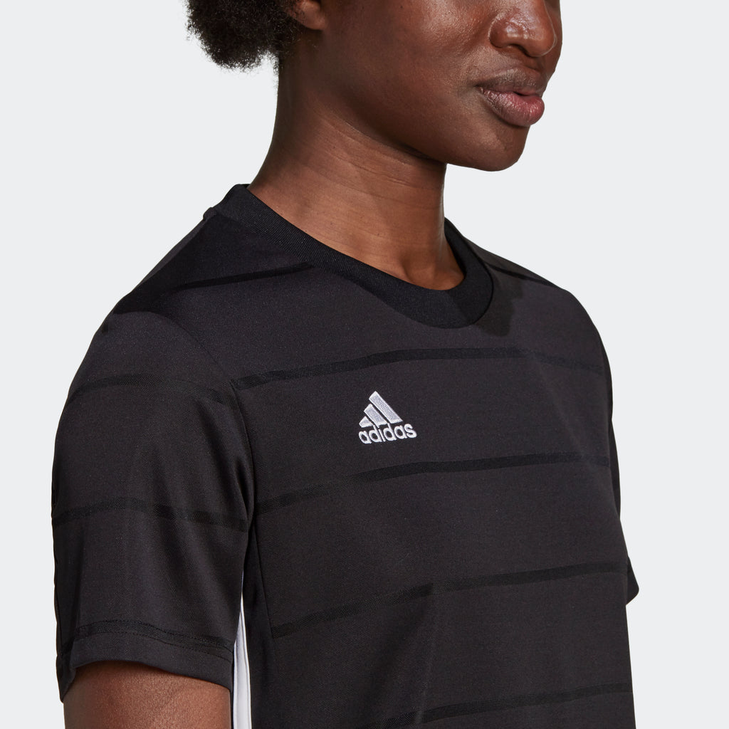 adidas 21 Soccer Jersey | Black | Women's | stripe 3 adidas