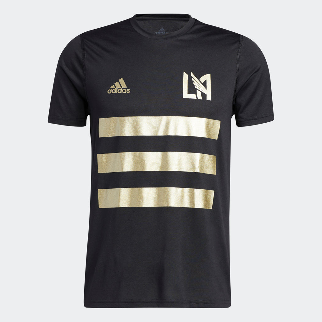 adidas LOS FC Creator Tee | Black-Gold | Men's | stripe 3