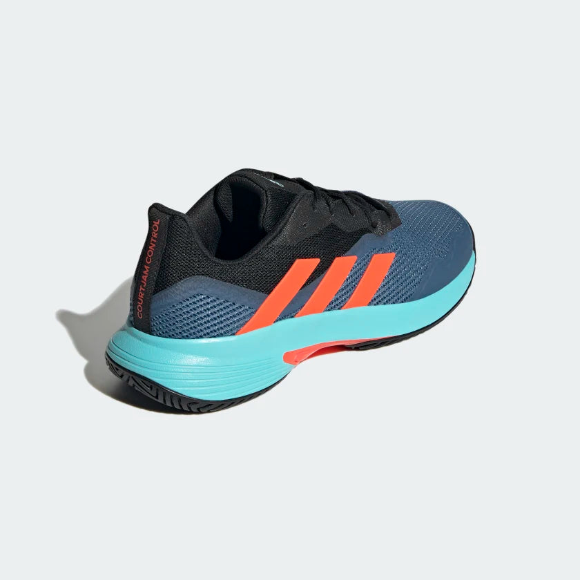 adidas COURTJAM CONTROL Tennis Shoes | Black-Aqua-Blue | Men's