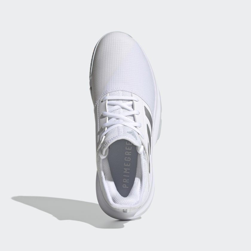 adidas GAMECOURT Tennis Shoes White-Silver Women's | stripe adidas