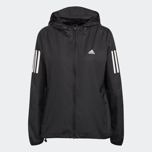 adidas OWN THE RUN Hooded Running Windbreaker - Black | Women's