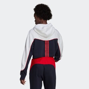 adidas ESSENTIALS COLORBLOCK 3-STRIPES Hoodie | Red-White-Blue | Women's