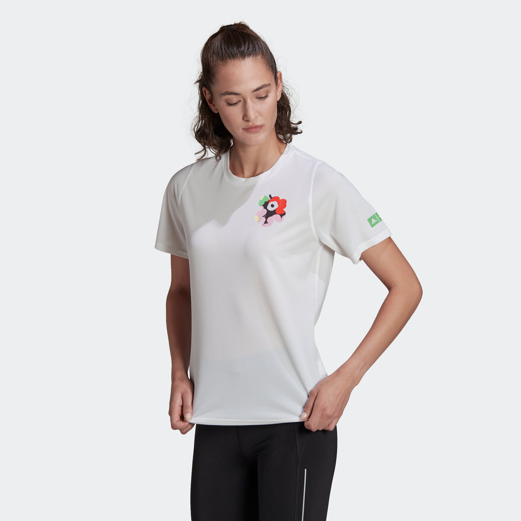 Scheur speler rivaal adidas x MARIMEKKO RUNNING Graphic T-Shirt - White | Women's | stripe 3  adidas