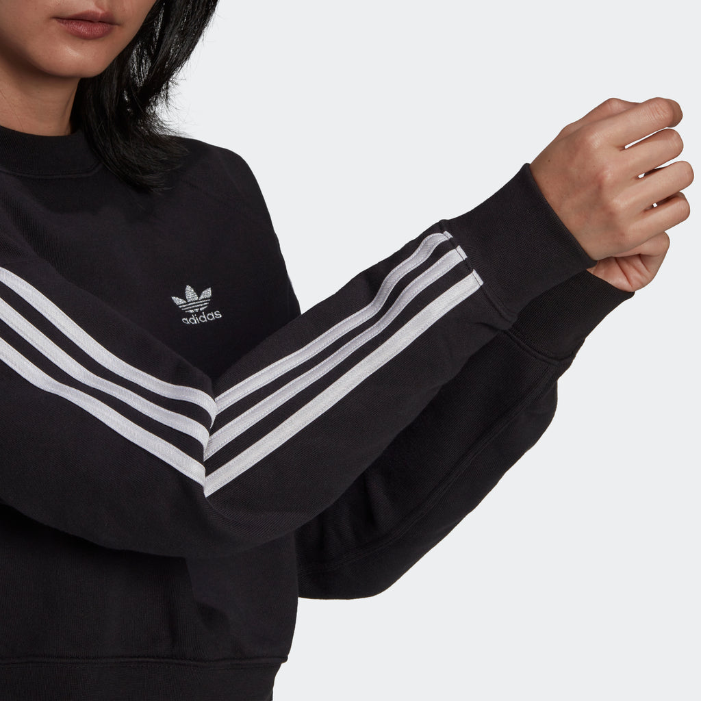 adidas Originals ADICOLOR CLASSICS HIGH SHINE Crew Sweatshirt | Black stripe 3 adidas