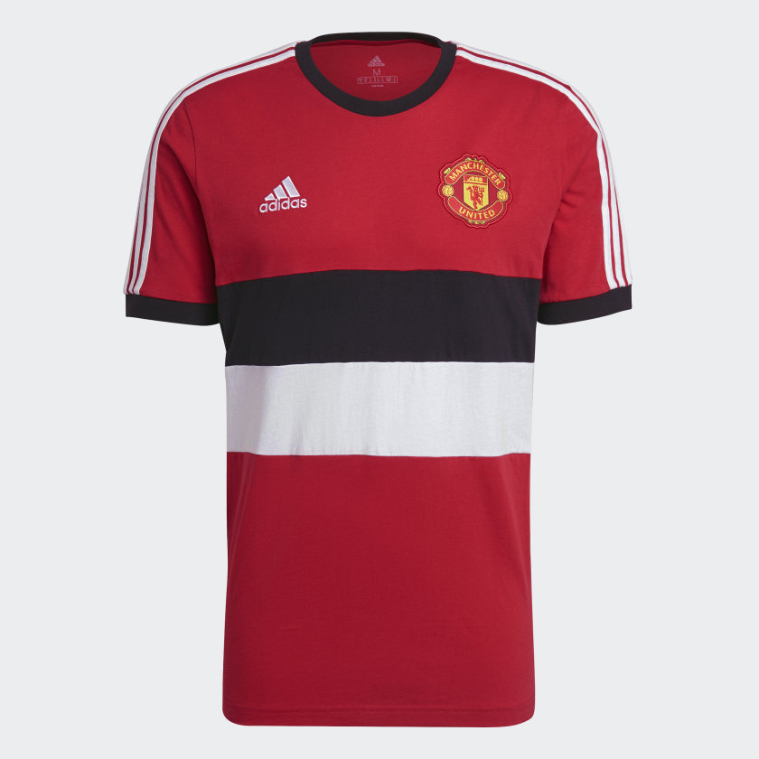 adidas MANCHESTER UNITED 3-Stripes Tee | Real Red | Men's